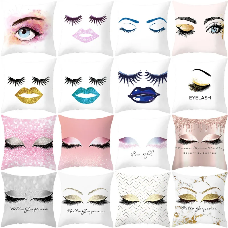 Makeup Eyelash Chair Cushion Cover for sofa super soft Pillowcase Home decorative pillow cover 45x45cm | Дом и сад