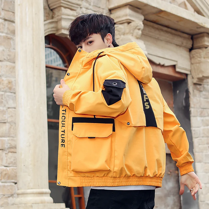 

Brand Fashion Tide With Bigger Pocket Jacket Men Nice Autumn Spring Patchwork Japan Style Clothing Plus ASIAN SIZE M-5XL