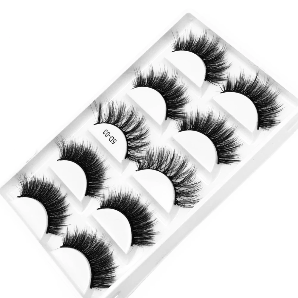 5 Pairs 3d Faux Mink False Eyelashes Thick Volume Natural for Beauty Makeup Extension Fake Eyelashes Strip Lashes Laser Box