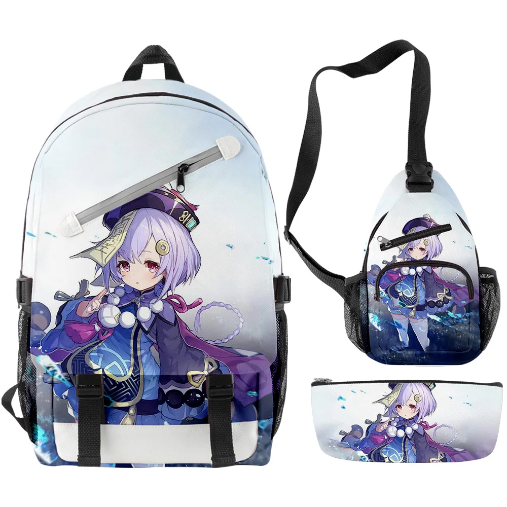 Новинка 2021 3 шт./комплект рюкзак Genshin Impact QiQi сумки на плечо с 3D принтом школьные в