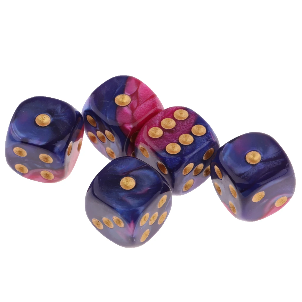 5x6-sided Game Dice 16mm Dice for Board Games and Teaching Math Board Game Dices Party Dices Set 6 Sided 