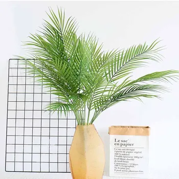 

1pcs 5/9 Forks Green Artificial Palm Leaf Plastic Plants Garden Home Wedding Decorations Scutellaria Tropical Tree Fake Plants