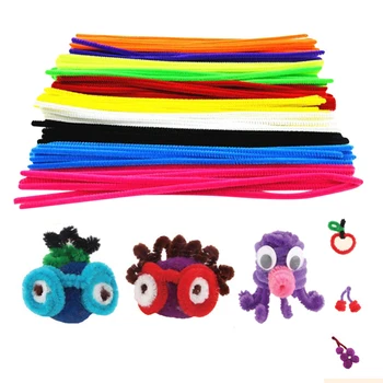 

100pcs Montessori Materials Chenille Plush Toy Children Early Educational Toy Kid Pipe Cleaner Toy Stick Colorful DIY Art Crafts