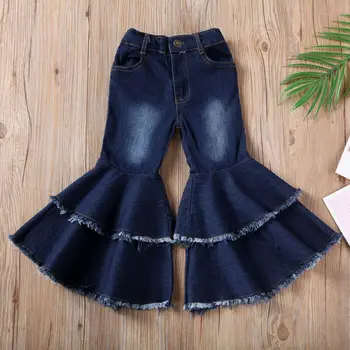

STOCK Toddler Kids Baby Girls Jeans Bell-bottom Trousers Wide leg Denim Pants