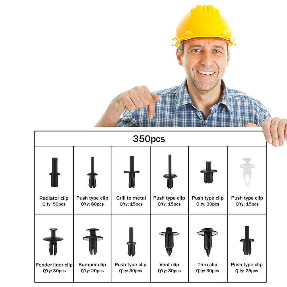 350 шт. Автомобильный капот для двери, накладка бампера, фиксатор крепления, заклепка, корпус, пластик, нажимной штифт, заклепка, отделка, формовочный зажим, крепеж