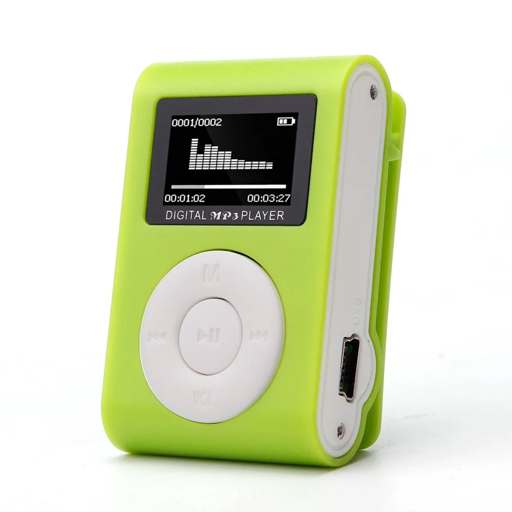 Абсолютно MP3-плеер мини-usb-зажим MP3-плеер ЖК-экран Поддержка 32 ГБ Micro SD TF карта легко зажимать на что угодно# pingyou - Цвет: Green