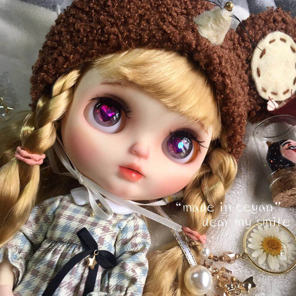 

neo Blyth Doll NBL 1/6 BJD Customized Frosted Face,big eyes doll makeup Ball Jointed Doll with wig with Sleep eyes girl blyth