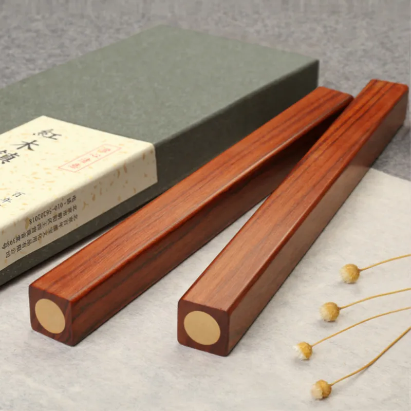 Paperweights Chinese Ink Painting Rosewood Paperweight 2pcs Customized Brush Calligraphy Paperweights Wooden Paper Pressing Prop