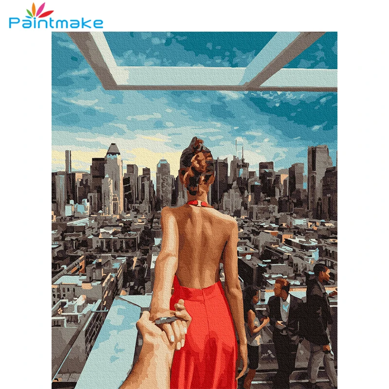 Paintmake Portrait DIY Paint By Numbers no frame Romantic Girl Canvas Painting Hands For Home Room Decor Wall Art picture Gifts | Дом и сад