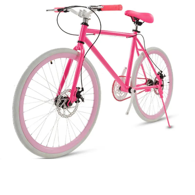 Road Bike Fixed Gear Double Disc Brakes Men and Women Fluorescent Bicycle Adult Students Cool Off Road Road Bike Fixed Gear Double Disc Brakes Men and Women Fluorescent Bicycle Adult Students Cool Off Road