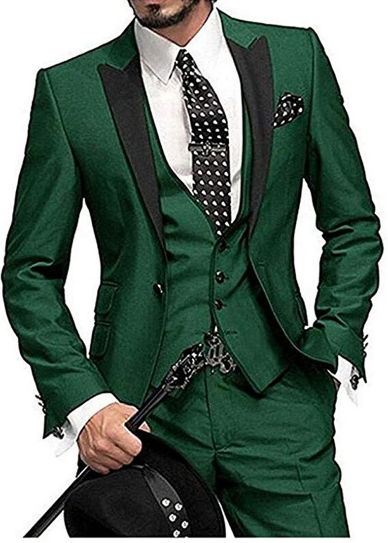 Новинка, мужские смокинги для жениха, 3 штуки, на одной пуговице, приталенные, с отворотом, смокинги для жениха, свадебные костюмы, вечернее платье