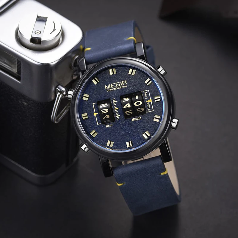 MEGIR мужские s часы лучший бренд класса люкс кварцевые спортивные часы мужские, кожаный военный наручные часы Relogio Masculino Reloj Hombre