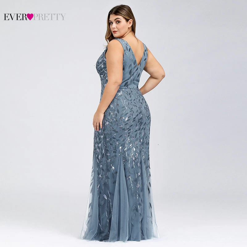 Elegant Plus Size Prom Dresses Long Ever Pretty Robe De Soiree Mermaid V Neck Sequined Wedding Party Gowns Vestidos De Fiesta