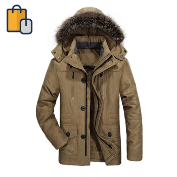 

Winter Men's Plus Velvet Parka Men's Thickened Mid-length Military Shirt Hooded Terry New
