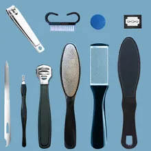 10 pièces/ensemble manucure soins des pieds ensemble de fichiers grattoir peau dure morte callosités dissolvant pédicure râpe outils soins des pieds trousse à outils soins des pieds