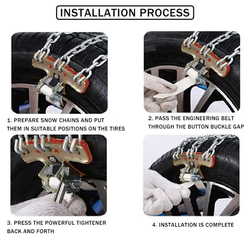 2Pcs Car Tire Chain Strap Snow Chain Emergency Anti-Skid Automobile Chains for Outdoor Car SUV Universal Anti Skid Snow Chains