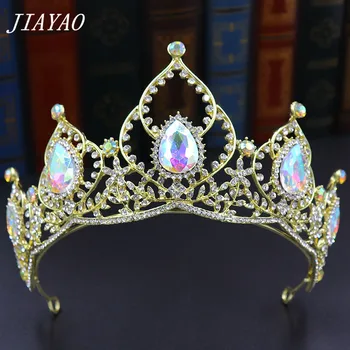 

Wedding Tiaras For Brides Hair Accessories Colorful Crystal Crown Baroque Bridal Tiaras Headband Queen Diadem Raw Crystal Crown