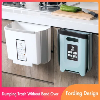 

Foldable Kitchen Garbage Can Wall Hanging Large Size Trash Box Household Cabinet Door Back Compartmental Trash Bin