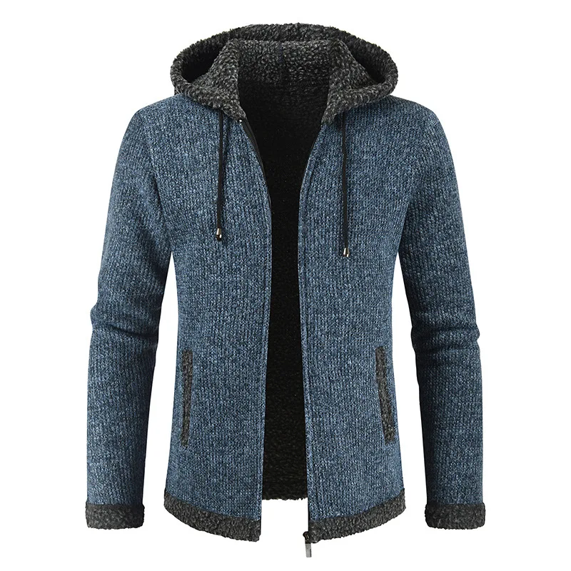 NEGIZBER, новая мода, мужская зимняя куртка и пальто, одноцветные, с капюшоном, толстые шерстяные пальто, мужские, теплые, повседневные, меховые куртки, мужская одежда