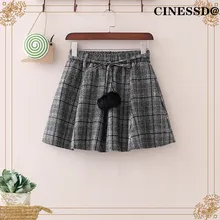 Японская клетчатая короткая юбка, осенняя и зимняя, свежая, в студенческом стиле, свободная, облегающая, дикая, тонкая, плюшевая, бальная, красивая девушка, Harajuku