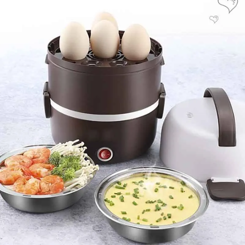 Mini Electric Rice Cooker Stainless Steel Layers Steamer Portable Meal