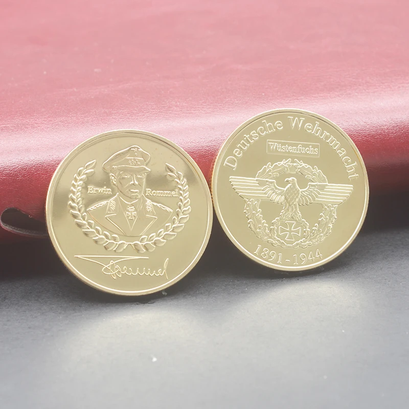 1891-1944 WW II German Desert Eagle Rommel Deutsche Wehrmacht Gold Plated Military Souvenirs Metal Coin Collection | Дом и сад