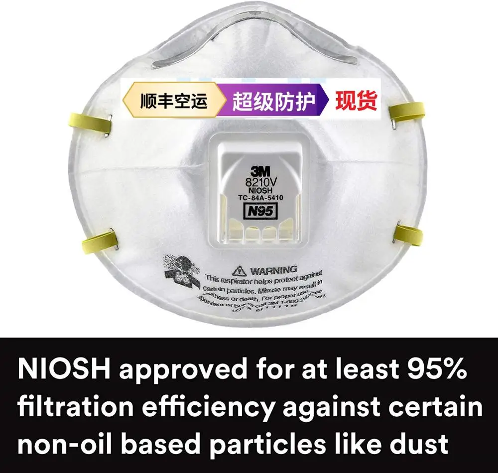 

3M 8210v N95 Safety Protective Mask 10PCS/Box Dust Masks Anti-particles Anti-pm2.5 Anti Virus Mask