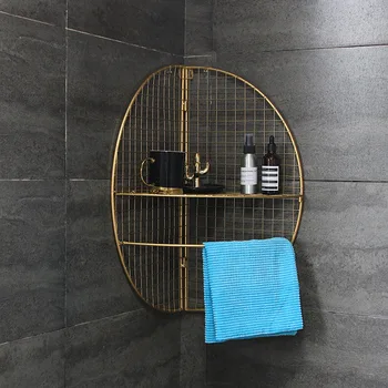 

Shelf Folding Bathroom Bedroom Multi-functional Shelf Toilet Corner Decoration Frame Fan-shaped Iron Folding Rack Noenname_null