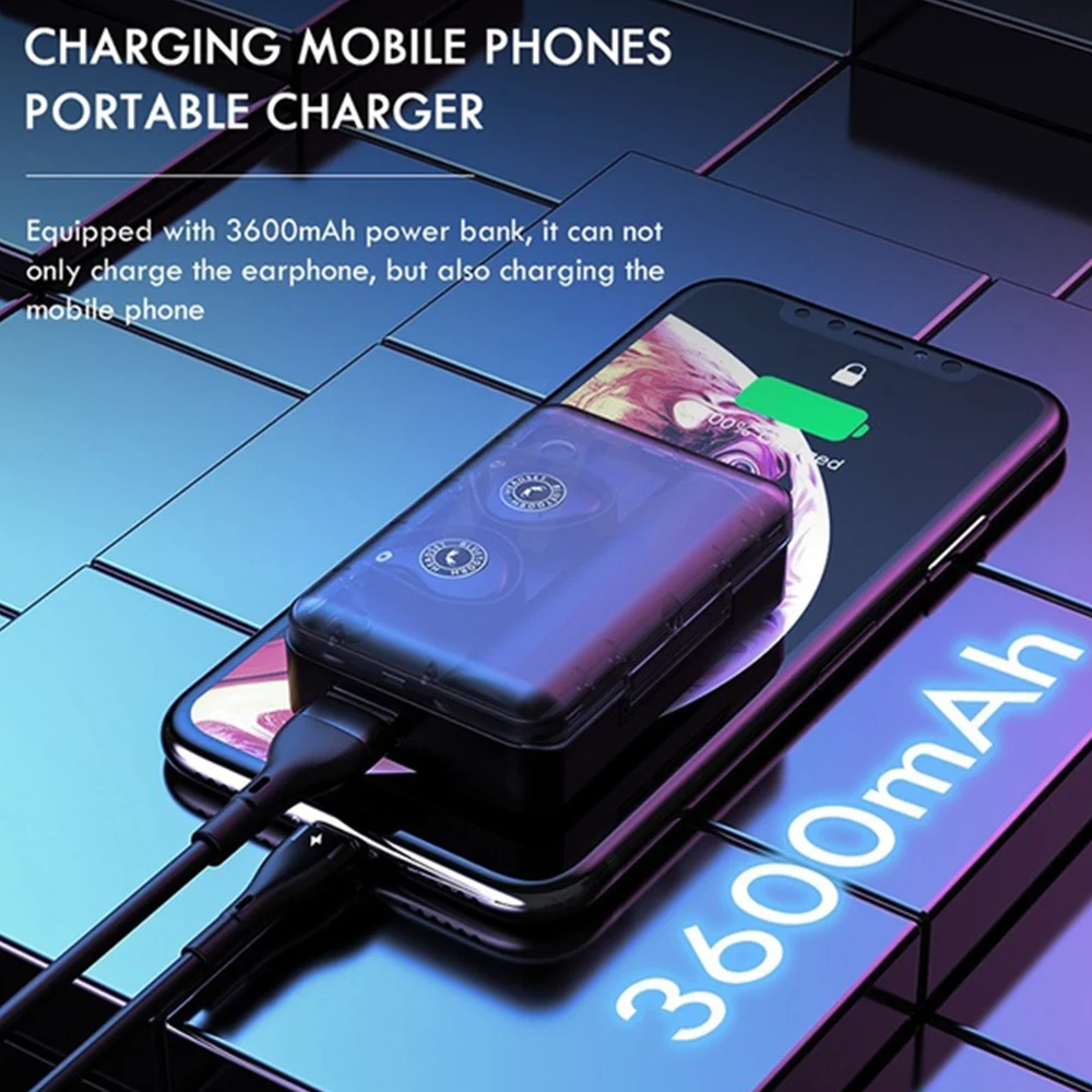 XSplus TWS Bluetooth V5 0 Wireless Earphones LED Display 9D Hifi Wireless Earphone Earbuds 3600mAh Charging Box