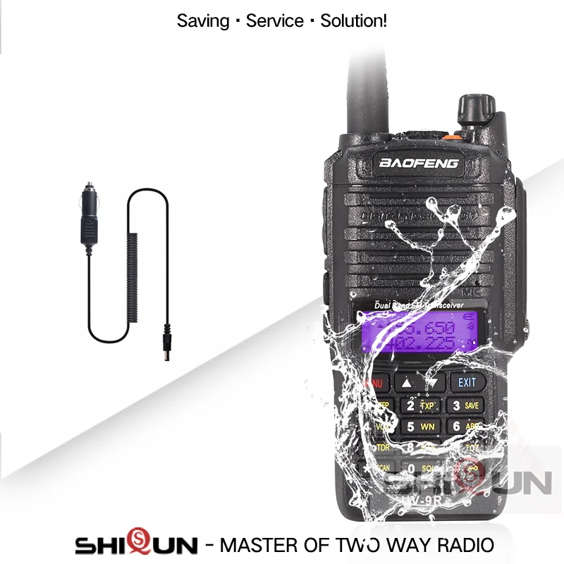 Add Car Charger Baofeng UV-9R Plus IP67 Waterproof Dual Band 136-174/400-520MHz Ham Radio 10KM Baofeng 8W Walkie Talkie 10 KM UV 9R UV-82 UV-XR - Цвет: Add Car Charger