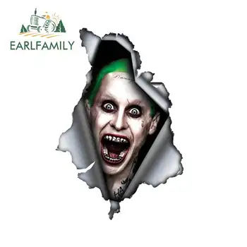 

EARLFAMILY 13cm x 8.7cm For Joker Car Sticker Torn Metal Decal Reflective Stickers Waterproof 3D Car Styling Anime Car Decal