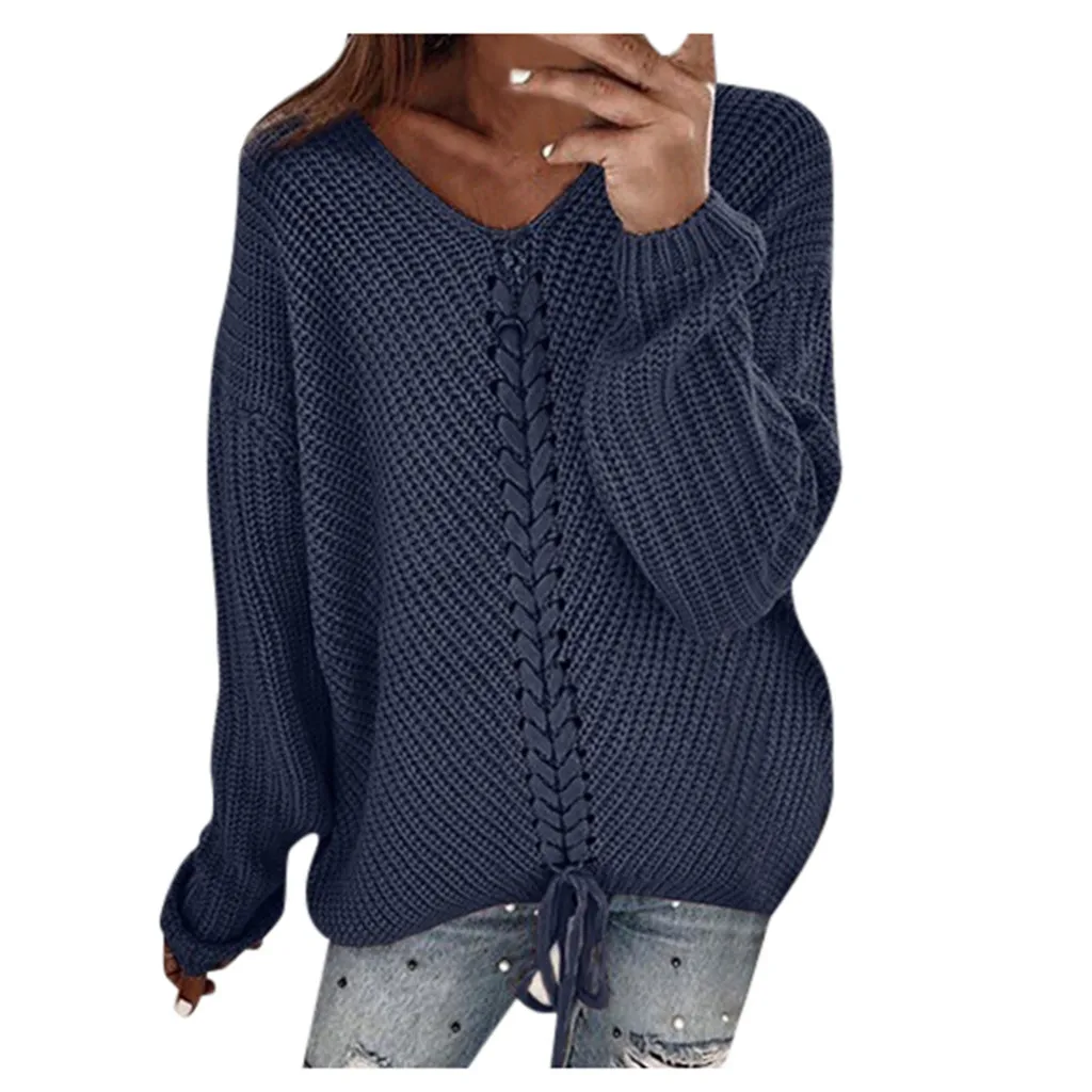Женский свитер, женский свитер с v-образным вырезом, повседневный однотонный Свободный Топ с длинным рукавом, облегающий пуловер, Джерси, mujer pull femme nouveaute
