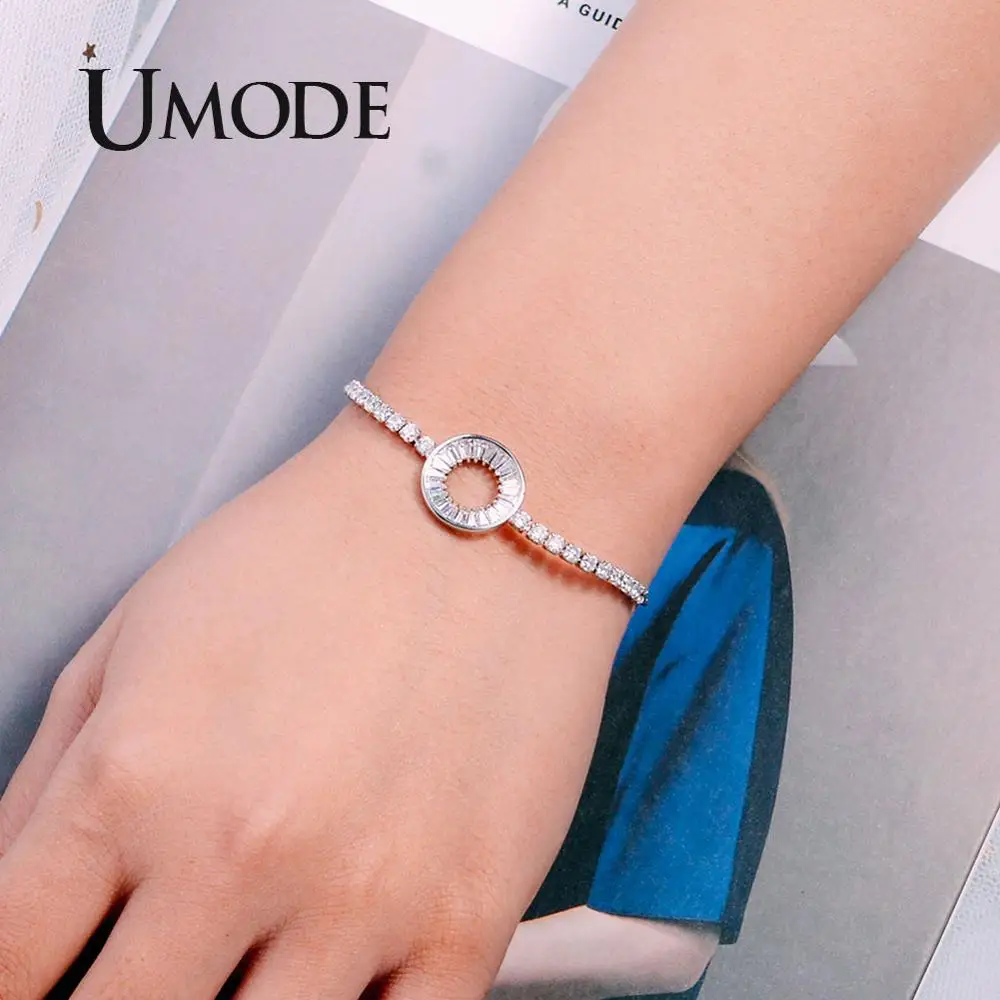 UMODE полые круглые теннисные браслеты для женщин, регулируемые браслеты и браслеты из прозрачного циркония, новые дизайнерские ювелирные изделия, Прямая поставка UB0189