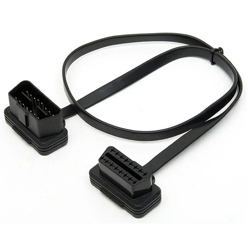 Автомобильный локоть Obd2 16 Pin штекер-Женский плоский диагностический соединитель для удлинителя