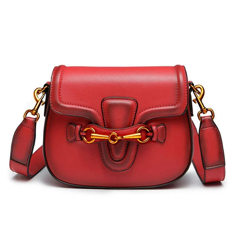 

Shoulder Bag For Women Fashion Retro Crossbody Handbag Saddle Bag(Red)