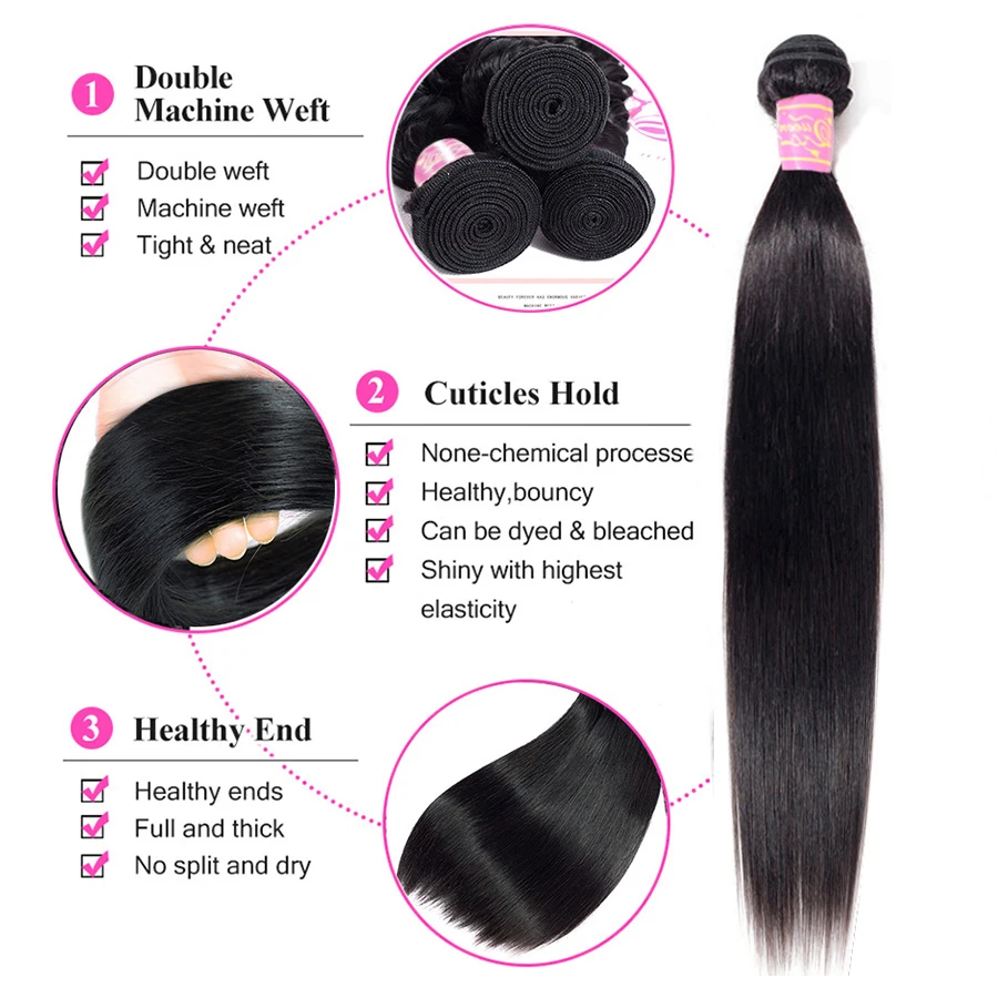 Queen Love Hair Brazilian Hair Weave Bundles Straight Hair Bundles 4 Pcs/Lot Remy Human Hair Bundle