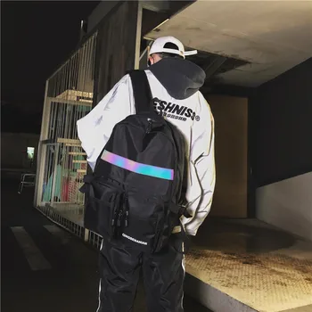 

2020 new hip-hop backpack men and women luminous strip multifunctional backpack fashion student computer bag
