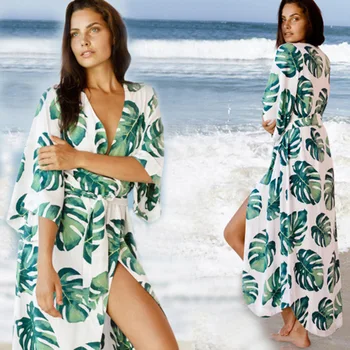 

2020 Women Lace Floral Kimono Beach Cardigan Bikini Cover Up Beachwear Maxi Dress Loose Sundress Lady Dresses Casual Beach Wear