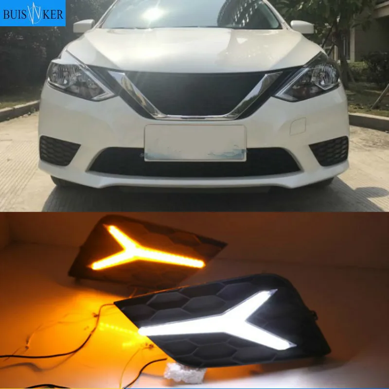 

Для Nissan Sentra Sylphy 2016 2017 2018 передние фары 2 шт. светодиодный Габаритные огни DRL Противотуманные фары