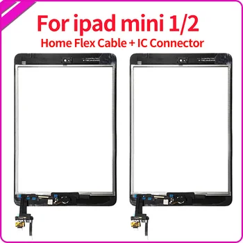 

10pcs For iPad Mini 1 Mini 2 Touch Screen Digitizer Assembly Touch panel replacement Home Button Home Flex Cable + IC Connector