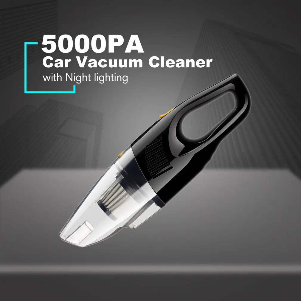 5000PA Strong Suction Power Car Vacuum Cleaner Filter DC 12Volt 120W USB Charging Dual Battery with Night lighting