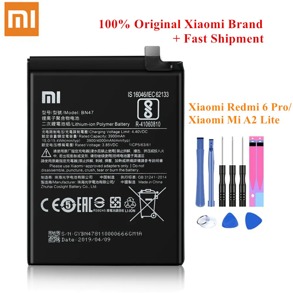 Аккумулятор BN47 для Xiaomi Redmi 6 Pro оригинальный аккумулятор 3900/4000 мАч XiaoMi Mi A2 Lite Akku +