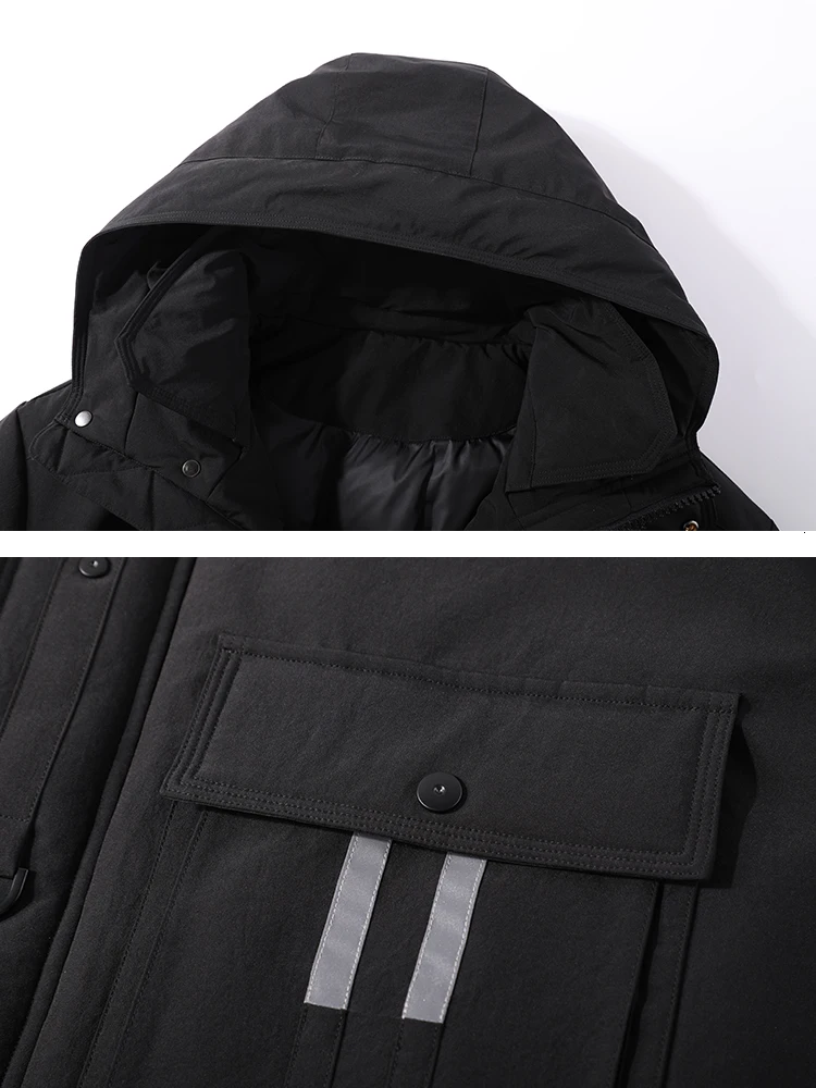 Пионерский лагерь новая стеганая куртка для мужчин зимняя парка длинная одежда с капюшоном с двумя карманами пальто для мужчин AMF903501