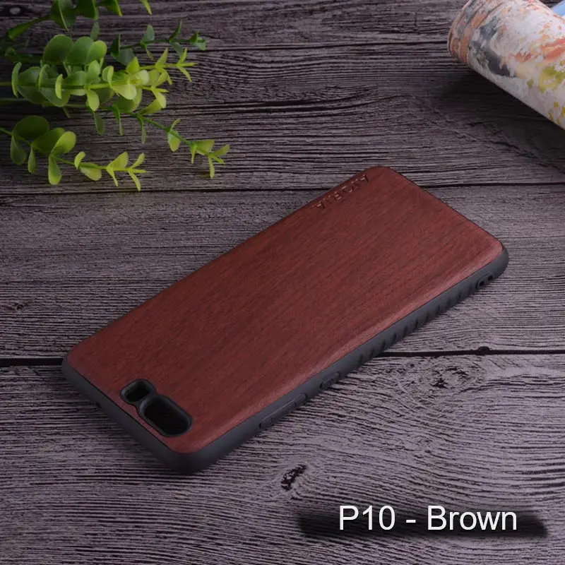 Чехол с деревянным дизайном для huawei P10 Lite, мягкий ТПУ силикон и дерево, ПУ кожа, кожа, чехлы для huawei P10 Lite - Цвет: Brown