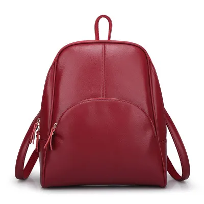 Женская мягкая кожаная сумка через плечо для отдыха, простой модный мини-рюкзак - Цвет: wine red