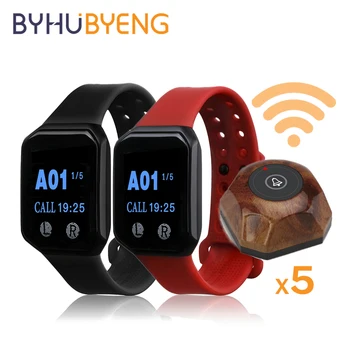 

BYHUBYENG Watches Buttons Wireless Waiter Calling System Watch Receiver Pager Restaurant Customer Service Relogio Digital