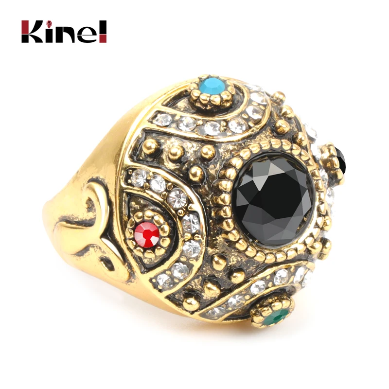 Популярные винтажные кольца Kinel 2019 для женщин античное золото кольцо с