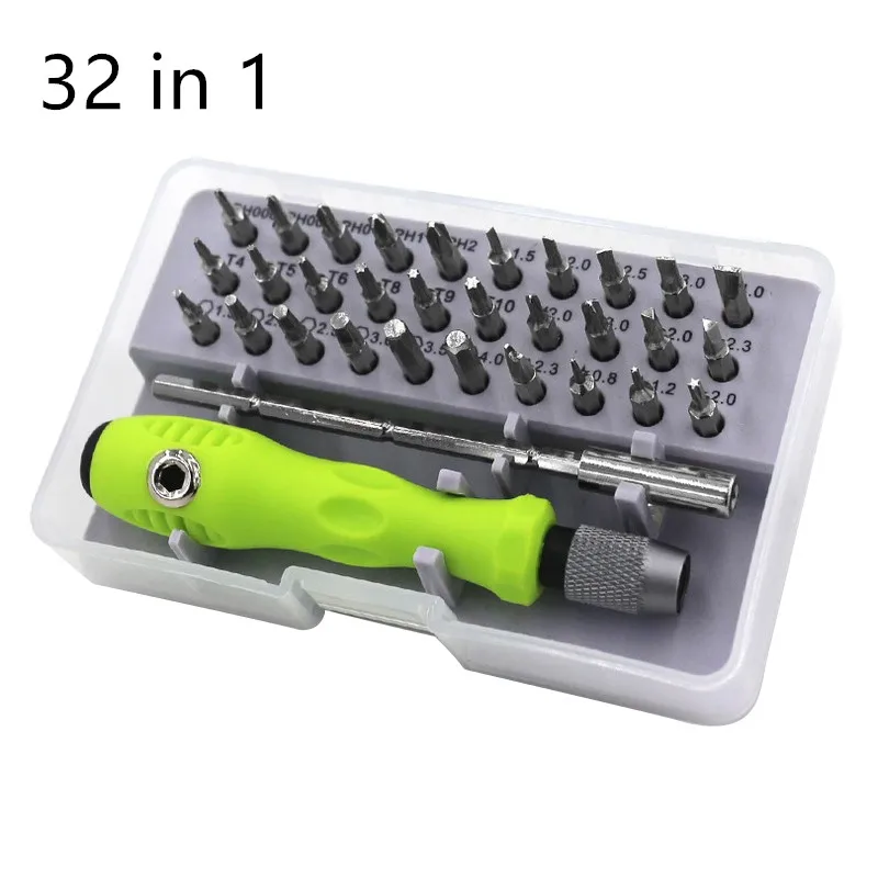32 in 1 Green 32-in-1 Multi-function Precision Screwdriver Set Mobile Phone Digital Camera Plug Razor Teardown Repair Tool Screwdriver Bit Set - Цвет: 32 in 1 Green