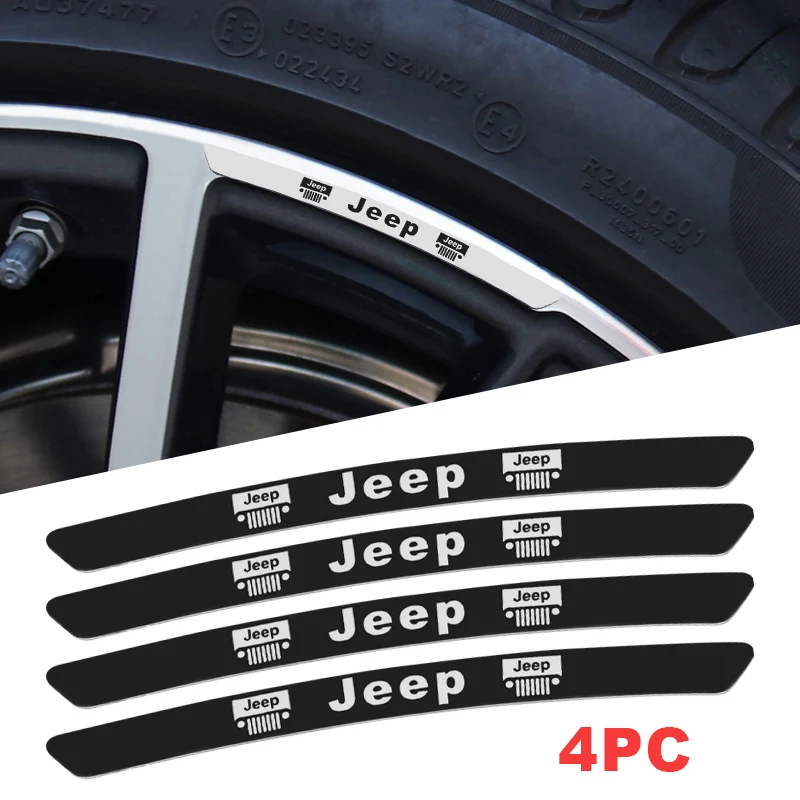 4pcs Car Badge Wheel Stickers Auto Hub Decoration Decals Accessories For Jeep Grand Cherokee Wk2 WJ Renegade Wrangler JK Compass |