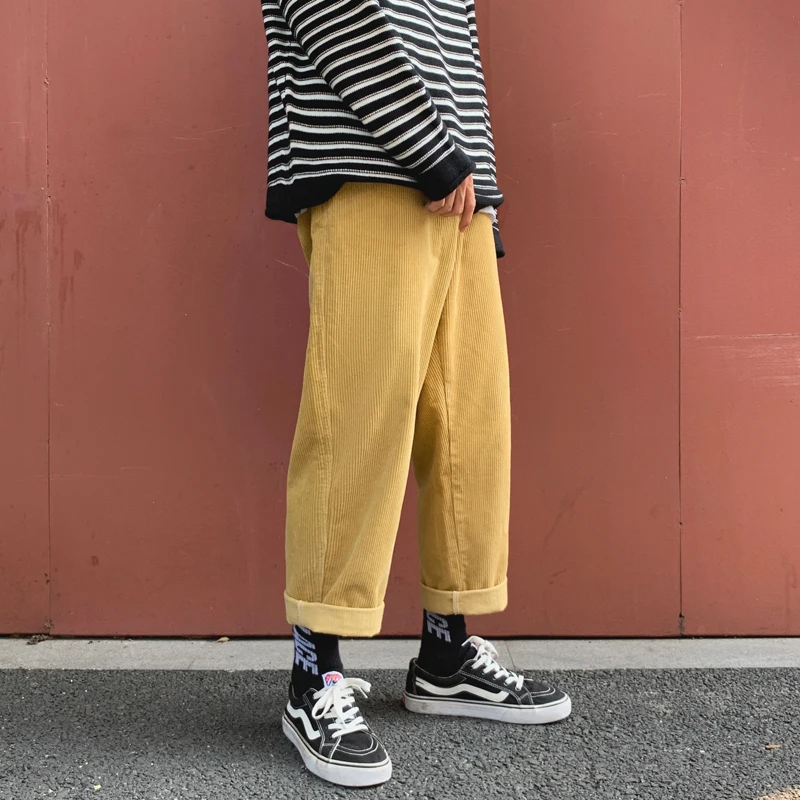 Autumn Corduroy Pants Men Fashion Solid Color Cotton Casual Pants Men Streetwear Hip Hop Loose Straight Trousers Male S-2XL Autumn Corduroy Pants Men Fashion Solid Color Cotton Casual Pants Men Streetwear Hip Hop Loose Straight Trousers Male S-2XL